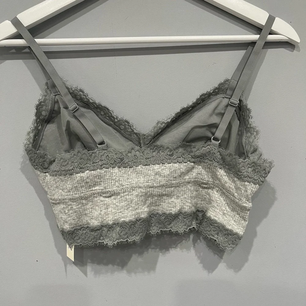 NWT Aerie gray ribbed lace bralette - Picture 2 of 3